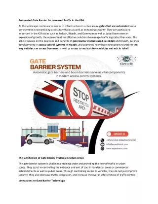 Automatic Gate Barrier for Increased Traffic Flow in KSA