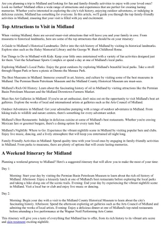 Family-Friendly Activities in Midland: Create Memorable Moments