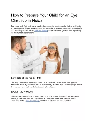 How to Prepare Your Child for an Eye Checkup in Noida