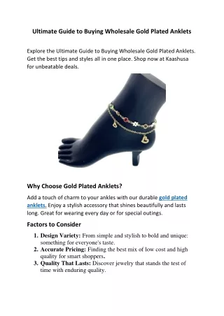 Ultimate Guide to Buying Wholesale Gold Plated Anklets