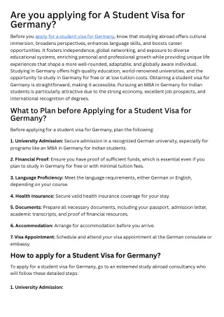 Are you applying for A Student Visa for Germany?