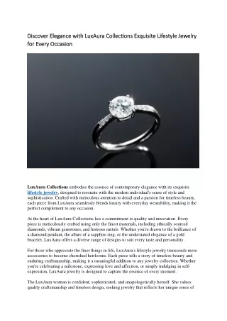 "Discover Elegance: LuxAura Collections' Exquisite Lifestyle Jewelry