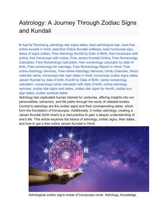 Astrology_ A Journey Through Zodiac Signs and Kundali