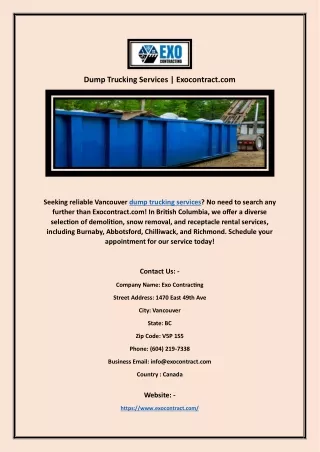 Dump Trucking Services | Exocontract.com