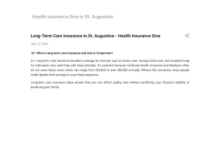 Long-Term Care Insurance in St. Augustine - Health Insurance Diva