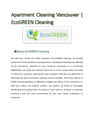 Apartment Cleaning Vancouver