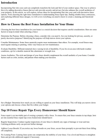 Incorporating Flair into Your Yard with Decorative Fence Ideas