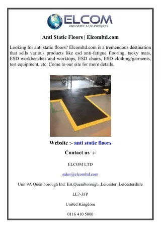 Anti Static Floors   Elcomltd.com