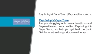 Psychologist Cape Town  Daynewilliams.co.za