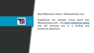 Best Metaverse Game   Metasoilverse.com