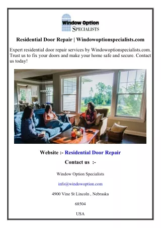 Residential Door Repair   Windowoptionspecialists.com