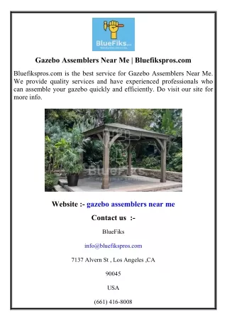 Gazebo Assemblers Near Me   Bluefikspros.com