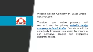 Website Design Company In Saudi Arabia Aariztech.com