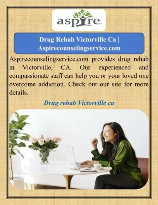 Drug Rehab Victorville Ca   Aspirecounselingservice.com