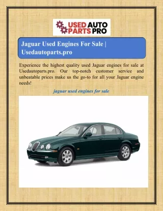 Jaguar Used Engines For Sale | Usedautoparts.pro