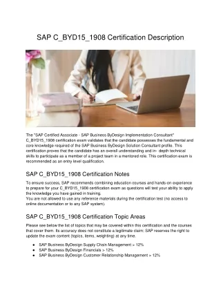 SAP C_BYD15_1908 Certification Description