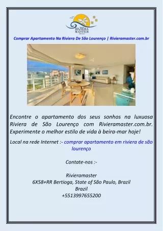 Comprar Apartamento Na Riviera De São Lourenço  Rivieramaster.com.br