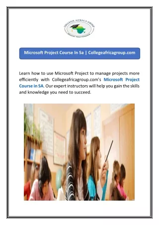 Microsoft Project Course In Sa  Collegeafricagroup.com