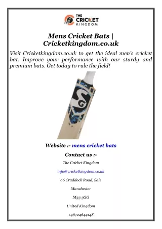 Mens Cricket Bats  Cricketkingdom.co.uk