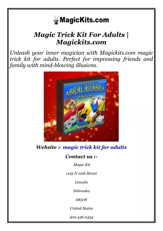 Magic Trick Kit For Adults  Magickits.com