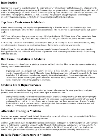 Securing Your Property with Perimeter Fencing in Modesto