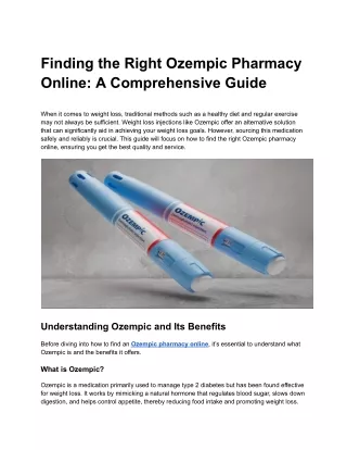 Finding the Right Ozempic Pharmacy Online_ A Comprehensive Guide