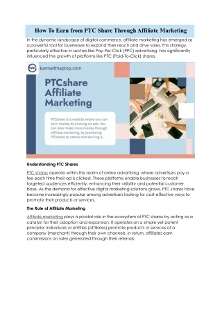 How To Earn from PTC Share Through Affiliate Marketing