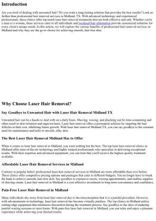 Professional Hair Removal Services in Midland, TX: Get the Best Results