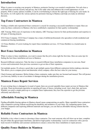 Perimeter Fencing in Manteca: What are Your Options?