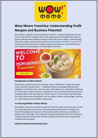 Wow Momo Franchise: Understanding Profit Margins and Business Potential