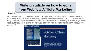 Write an article on how to earn from Webflow Affiliate Marketing