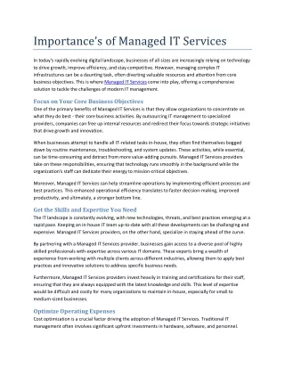 Importance’s of Managed IT Services