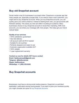 Top Site Buy old Snapchat account