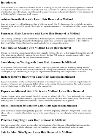 Suitable for All Genders: Laser Hair Removal in Midland