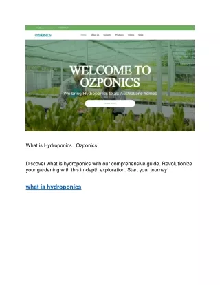 What is Hydroponics | Ozponics