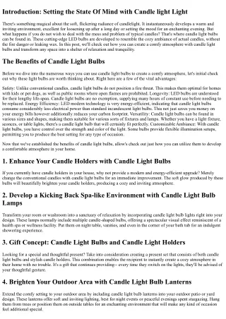 Develop a Comfortable Atmosphere with Candle Light Bulbs