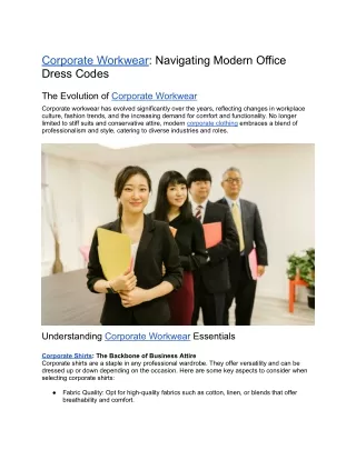 Corporate Workwear_ Navigating Modern Office Dress Codes