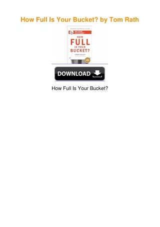 How Full Is Your Bucket? by Tom Rath