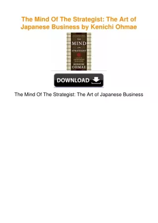 The Mind Of The Strategist: The Art of Japanese Business by Kenichi Ohmae