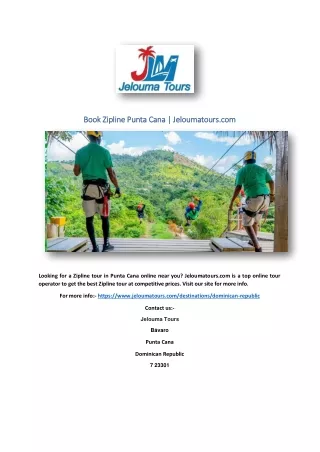 Book Zipline Punta Cana | Jeloumatours.com