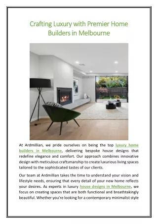 Crafting Luxury with Premier Home Builders in Melbourne