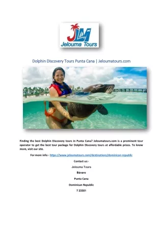 Dolphin Discovery Tours Punta Cana | Jeloumatours.com