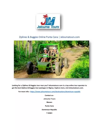 Ziplines & Buggies Online Punta Cana | Jeloumatours.com