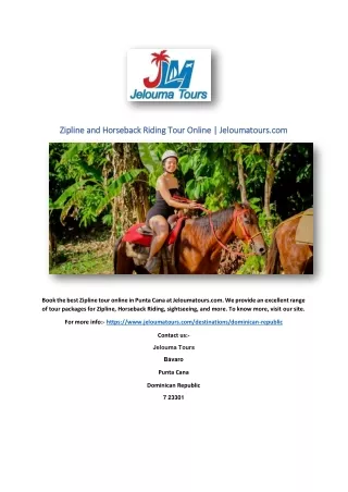 Zipline and Horseback Riding Tour Online | Jeloumatours.com