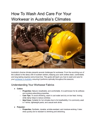 How To Wash And Care For Your Workwear in Australia’s Climates