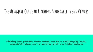 The Ultimate Guide to Finding Affordable Event Venues