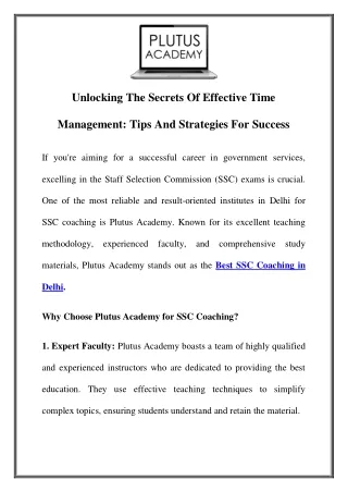 Top SSC Coaching In Delhi: Plutus Academy Leads With Excellence