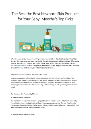 Best Newborn Skin Products