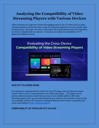 Analyzing the Compatibility of Video Streaming Players With Various Devices