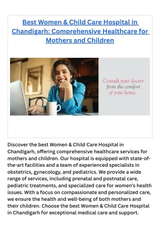 Best Women & Child Care Hospital in Chandigarh Comprehensive Healthcare for Mothers and Children (1)